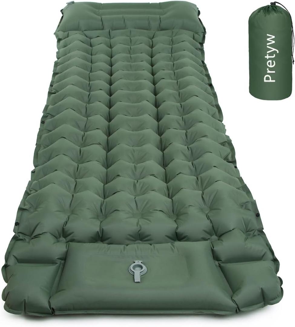 Sleeping Pad for Camping - Ultralight Camping Mattress with Pillow, Built-in Foot Pump, Compact Self-Inflatable Portable Mat for Backpacking, Hiking, Car Traveling, Beach, Tent