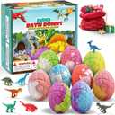Qivatex Bath Bombs for Kids with Dinosaur Toys Inside, 9 Pack Natural Organic Dinosaur Bath Bombs Bubble Bath Gift Set, Birthday Mothers Day Gifts for Kids