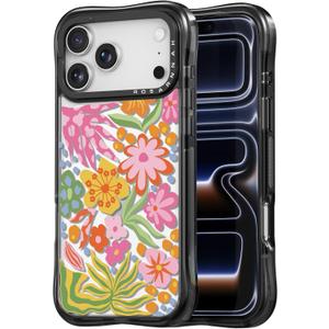 for iPhone 17 Pro Max Case Cute - Military-Grade 20 ft Drop Protection Shockproof Phone Case - Funny Passion Flower Design (6.9") Black
