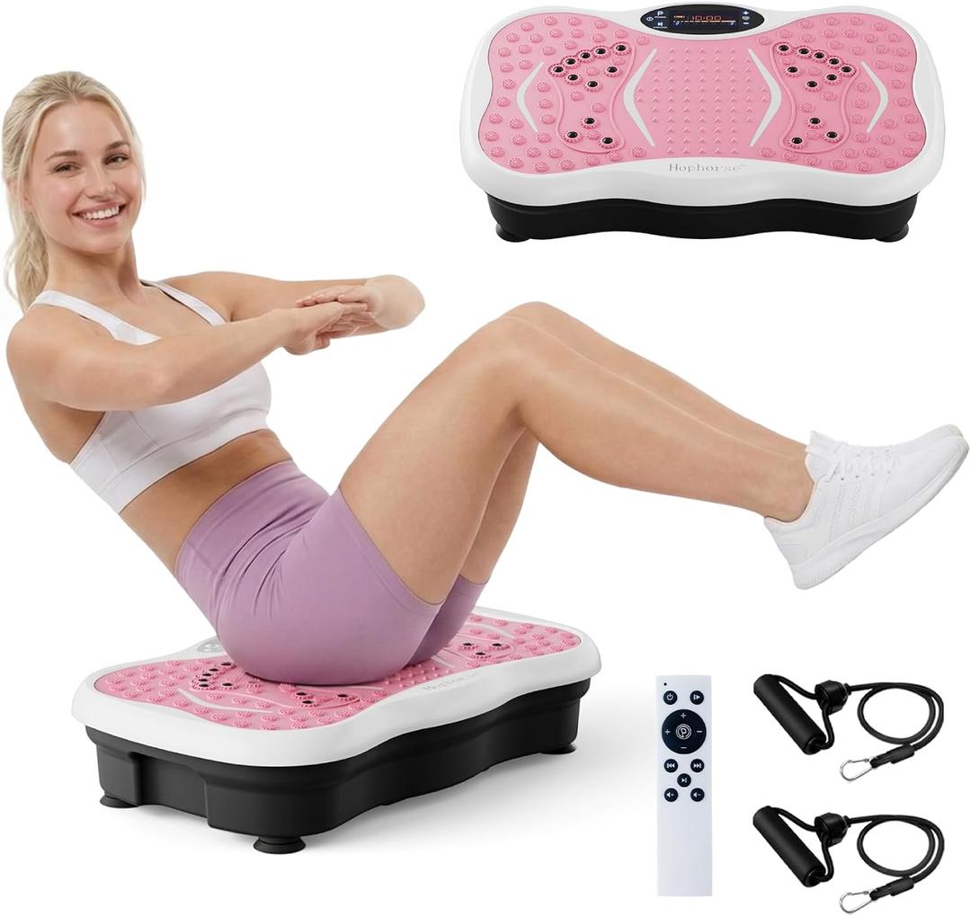 Vibration Plate Exercise Machine for Lymphatic Drainage, 180 Speeds Vibrating Fitness Platform for Full Body Workout and Weight Loss, 300 Lbs Capacity with Resistance Bands and Bluetooth for Women Men