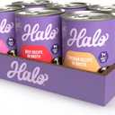 Halo Wet Dog Food Variety Pack, Three Canned Whole Meat Chicken Stew, Beef Stew, Turkey & Salmon Stew, 13.2 Oz Can (Pack of 6) Best Before 25 April 2026