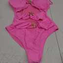Wellwits Women's Beads Cutout Starfish Metal Decor One Piece Swimsuit (XX-Large, Pink)
