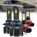 For 2015-2020 Dodge Challenger light Bulbs, 9012 High Low Beam H11 Fog Light Combo, 4PCS