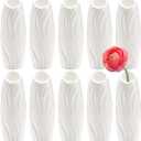 SOUJOY 10 Pack Plastic Composite Flower Vase, Unbreakable Floral Vase Home Decor Centerpieces, White Tall Conic Bud Vase for Wedding Decor, Living Room, Arranging Bouquets