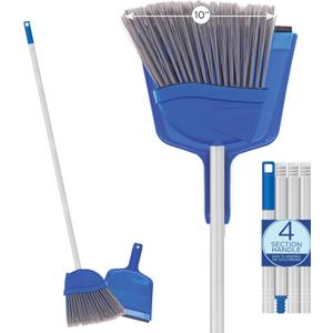 Angle Broom w/Dustpan, Indoor, 9.25" W Head, Smaller Style- Made w/Recycled Soda Bottles & Polished Aluminum Lightweight Handle, by LOLA, 1 Count