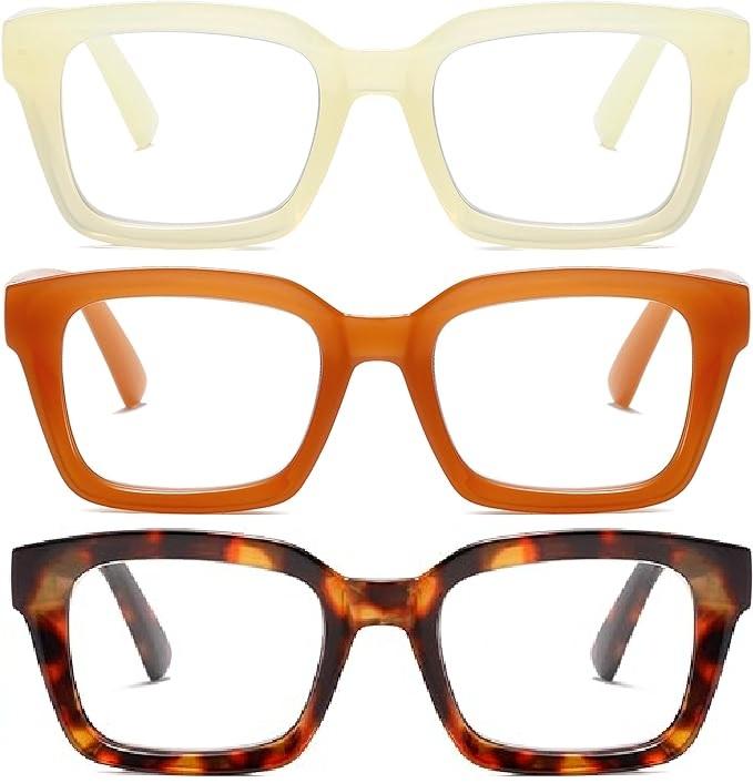 Readers for Women Oprah Style Square Reading Glasses with Spring Hinge Blue Light Blocking for Men Ladies