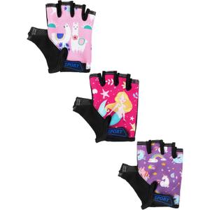 3 Pairs Kids Bike Gloves Kids Half Finger Fingerless Workout Gloves Non-Slip Gel for Bike Motorcycle (3 - 5 Years)
