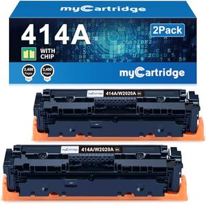 414A Black Toner Cartridge 2 Pack (with Chip) Compatible Replacement for HP 414A 414X for Color Laserjet Pro MFP M479fdw M479fdn M479dw Pro M454dw M454dn M479 M454 Printer Ink W2020A W2020X High Yield