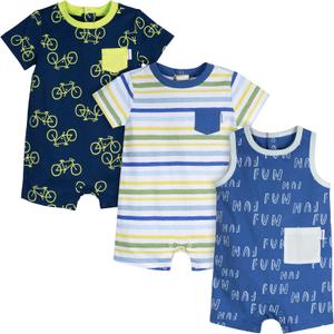Onesies Brand Baby Boys' 3-Pack Romper, Fun, 18 Months