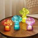 Nacome Glass Mushroom Table Lamp: Set of 4 Colored Small Cute LED Night Light Home Decor for Bedroom Desk - Birthday Gifts for Mom Women