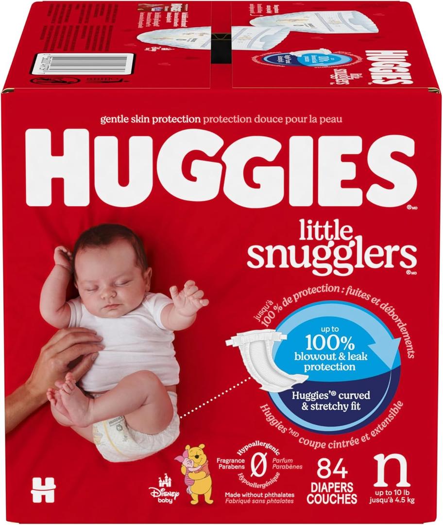 Huggies Size Newborn Diapers, Little Snugglers Baby Diapers, Size Newborn (Up To 10 Lbs), 84 Count 