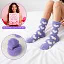 3 x Ithmahco Mothers Day Fuzzy Slipper Socks Gifts for Women Mom, 5 Pairs Fluffy Socks & Gift Card for Sisters Friends Her (Purple)