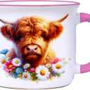 Spoontiques Highland Cow Camper Mug - Cute Ceramic Campfire Mug - Great for Outdoor Lovers, Backpackers, Adventurers - Friends & Family Gifts