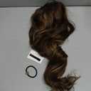 FLUFYMOOZ Ponytail Extension, 26 Inch Drawstring Ponytail Hair Extensions for Women Long Curly Wavy Ponytail Natural Synthetic Hairpiece for Women (26" Deep Brown with Dirty Blonde)