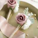 Ling's moment Boutonniere for Men, 2pcs Groom Groomsmen Guest Boutonniere, Artificial Flowers for Wedding/Prom/Homecoming, etc.Dusty Rose
