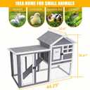 GEGURI Large Rabbit Hutch Indoor Outdoor Chicken Coop Wooden Bunny Cage with Waterproof Roof (48''L x 24''W x 36''H Grey)
