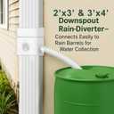 Downspout Diverter, Diverter for Downspout, Rain Barrel Diverter Kit Downspout 3"x 4" and 2"x 3", Rain Barrel Diverter Kit with Adjustable Valve, Diverts Water Into Rain Barrel,4.6ft Hose - White