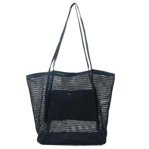 WuliTown Mesh Beach Tote Womens Shoulder Handbag,Elegant Beach Tote Bag,Stylish and Lightweight Summer Essential (Black)
