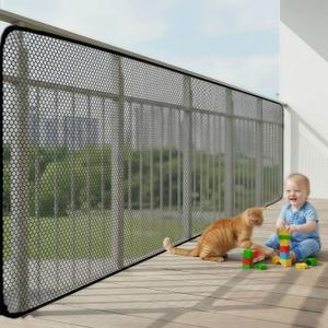 Banister Guard 6.5ft X 3ft Thick, Balcony Netting for Pets, Balcony Safety Net for Kids, Baby Fence Door Balcony Railing Cover with No Drilling for Apartment Railing(Black)