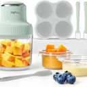 HEYVALUE Baby Food Maker, 13-in-1 Baby Food Puree Blender, Fruit, Vegetable, Meat, with Food Containers, Baby Food Processor Freezer Tray, Silicone Spoons, Silicone Spatula (Light Green)