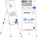 White Board Dry Erase with Stand 36x24in White Board Easel with Height Adjustable Tripod, 3' x 2' Flipchart Easel Stand up White Board with Markers, Eraser & Magnets for School Office and Home