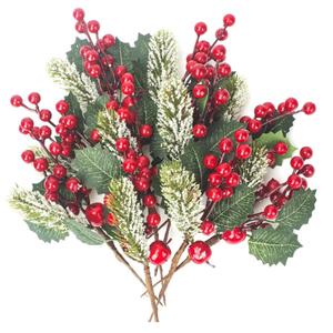 10 Pack Christmas Artificial Berry Twigs for Tree Decoration, DIY Red Berry Stems for Crafts Wreath Garland Ornaments Decor