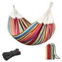 JoyView Brazilian Hammock for Single Preson Portable Hammock with Hanging Ropes & Carry Bag Large 74x38.5” for Patio 300LBS Capacity Perfect for Outdoor/Indoor - Color Stripes