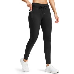 G Gradual Women's Fleece Lined Winter Leggings High Waisted Water Resistant Thermal Hiking Ski Pants for Women with Pockets (Black)