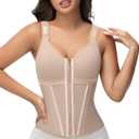 SHAPSHE Waist Trainer Corset for Women Tummy Control Sport Workout Body Shaper Vest for Women Postpartum Gym Zipper and Hooks (Medium, Tan)