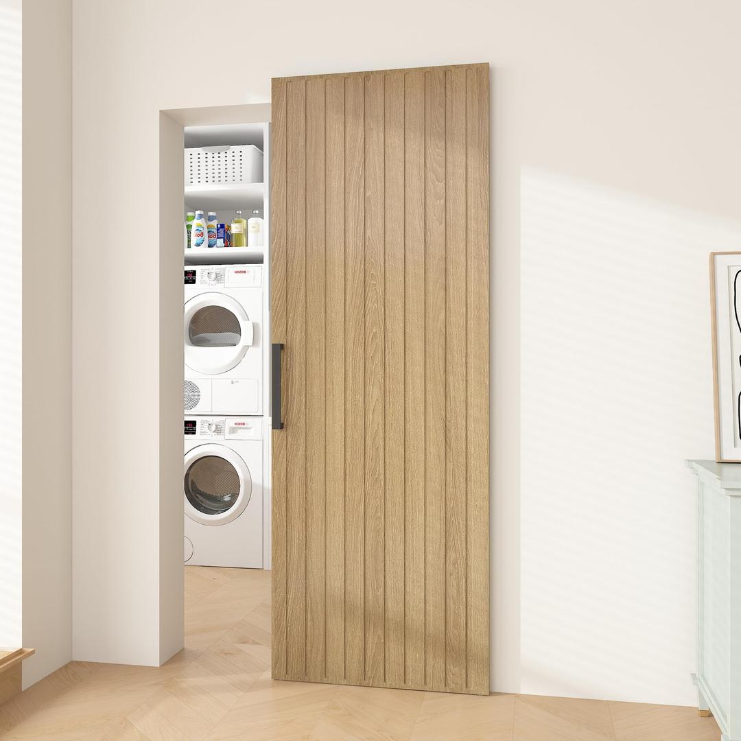 JUBEST 42"x84" Concealed Sliding Barn Door with Soft Close Hardware Kit