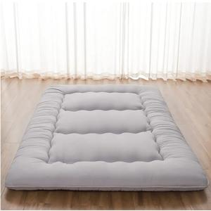 Japanese Floor Mattress, Futon Mattress with Portable Storage Bag and Washable Cover, Roll Up Thick Tatami Mat Suitable for Camping, Guest Room, Grey, Twin