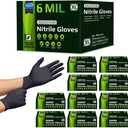 Inspire 6 or 8 Mil HEAVY DUTY Stretch Nitrile Black Gloves Disposable Latex Free