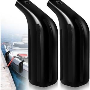 Low Freeboard Boat Fenders, 5" x 16" Boat Bumpers for Docking, Portable Bass Boat Fenders Bumpers for Ski Boat, Bass Boat and Bay Boat, Protect Top Gunwale and Side, Heavy-Duty Vinyl (Black)