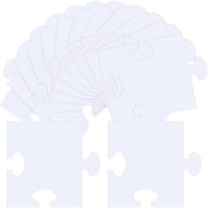 Glenmal 100 Pcs Large White Blank Puzzle Pieces Oversize White Blank Papers Puzzle Pieces Giant Piece for Adult to Draw and Write and Makes Huge Art Display