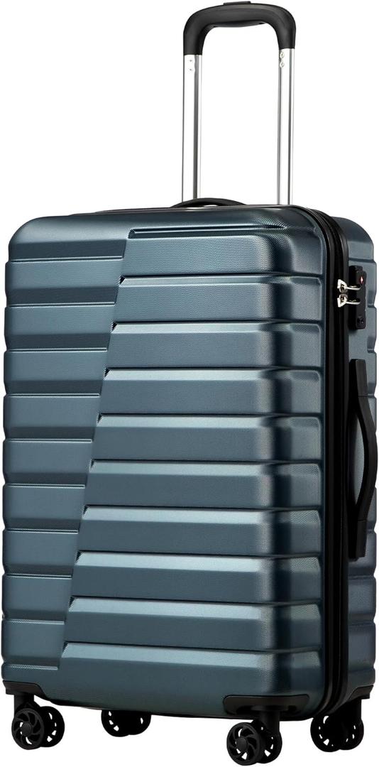 Coolife Luggage Suitcase Carry on Hardside PC+ABS Spinner TSA Lock Telescopic Handle (Teal blue)