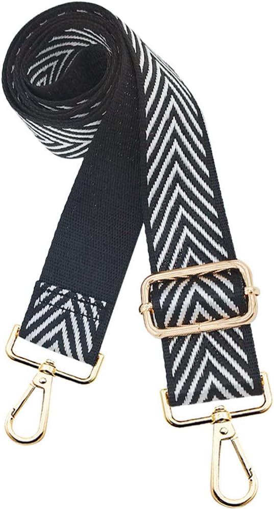 PCBAG Replacement Purse Straps Adjustable Wide Classic Cross Body Shoulder Strap Black and White Stripes Guitar Belts for Handbag, 1.5"