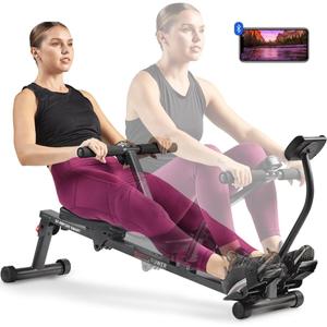 Sunny Health & Fitness Compact Adjustable Rowing Machine with 12 Levels of Resistance for Complete Body Workouts and Optional Free SunnyFit App Enhanced Connectivity, Smart 