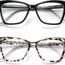 Trendy Premium Reading Glasses for Women Oprah Style Computer Readers Anti Blue Light with TR90 Unbreakable Frame (2007 Black + Tortoise)