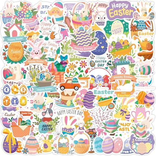Easter Egg Stuffers - 100 PCS Happy Egg Bunny Stickers for Kids - Vinyl Easter Games Crafts Activities Party Favors - Basket Stuffers for Toddler - Kids Gifts for Boys Girls