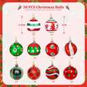 Christmas Ball Ornaments, 30 Pcs 2.36 Inch Red White Green Small Plastic Decorative Hanging Ornaments for Indoor Outdoor Christmas Tree Wreath Christmas Party Decorations Supplies - 10 Patterns