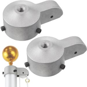 LEIFIDE 2 Pack Flag Pole Truck with Nylon Pulley Heavy Duty 2.5 Inch Cast Aluminum Top for 2" to 2.6" Outdoor Flag Poles - Stationary Truck Mount Replacement Kit