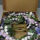 22 Inches Summer Wreaths for Front Door Blue Summer Door Wreath Spring Floral Wreath with Wildflower Lanvender for Wall Porch Indoors Outdoor Window Home Decorations