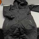 Haloumoning Kids Snow Suit Girls Waterproof Insulated Winter Outdoor Overalls Snowboarding One Piece Ski Suit 5-14Years (Black)