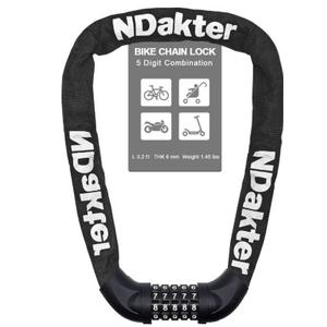 NDakter Bike Chain Lock, 5 Digit Combination Heavy Duty Anti Theft Bicycle Chain Lock, 3.2/ 4.27/ 5Ft Long Security Resettable Bike Locks for Bike, Bicycle, Scooter, Motorcycle, Door, Gate, Fence