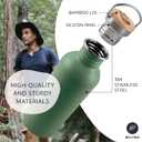 Bambaw Stainless Steel Water Bottle - Non-Insulated, Reusable Metal Sports Bottle, Sage Green/Grey