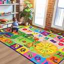 B BENRON Kids Rugs for Playroom Classroom Bedroom, Educational and Fun Play Mat with ABC Alphabet Animals, Learning Rug for Children Toddler Baby Girls Boys Nursery, Washable, 4x6