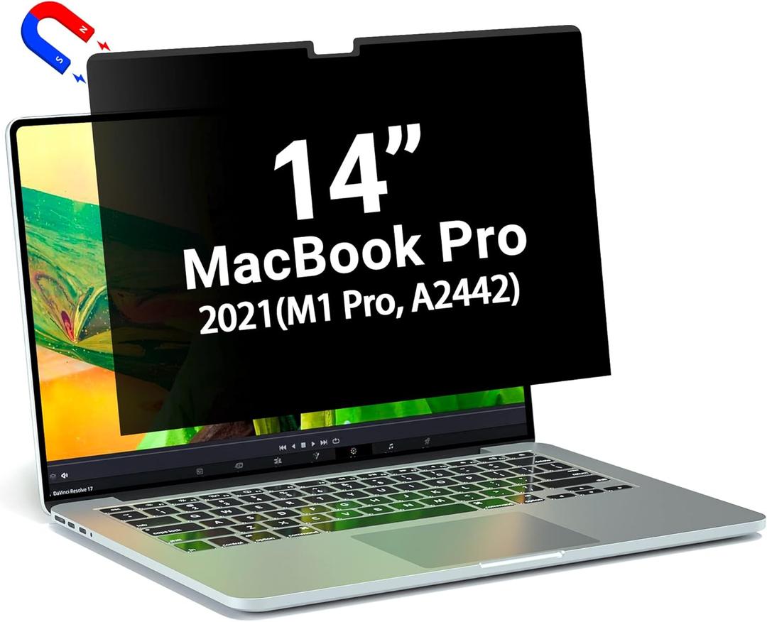 PYS Privacy Screen for Macbook Pro 14 Inch (2021-2023, M1, M2, M3), Magnetic Privacy Screen Protector for Mac 14.2" (A2779/A2442) Anti Fingerprint, Anti Blue Light, Removable, Easy Installation PYS Privacy Screen for Macbook Pro 14 Inch (2021-2023, M1, M2, M3), Magnetic Privacy Screen Protector for Mac 14.2" (A2779/A2442) Anti Fingerprint, Anti Blue Light, Removable, Easy Installation
