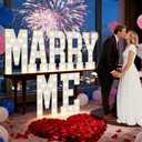 Pooqla Marry Me Light Up Letters for Proposal Decorations, 2.4FT Will You Marry Me Sign Marquee Letters for Engagement Wedding Valentine's Day