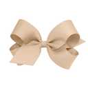 Wee Ones Girls' Classic Grosgrain Hair Bows with Plain Wrap Center, NoSlip Hair Clip, Handmade, Oatmeal, Large