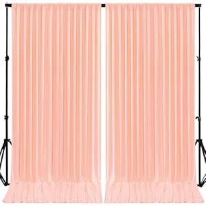 10ft x 7ft Peach Backdrop Curtains Panels for Parties Wrinkle Free Fabric Satin Backdrop Drapes Decorations Cloth for Weddings Baby Shower Photography Birthday Party Background Curtain